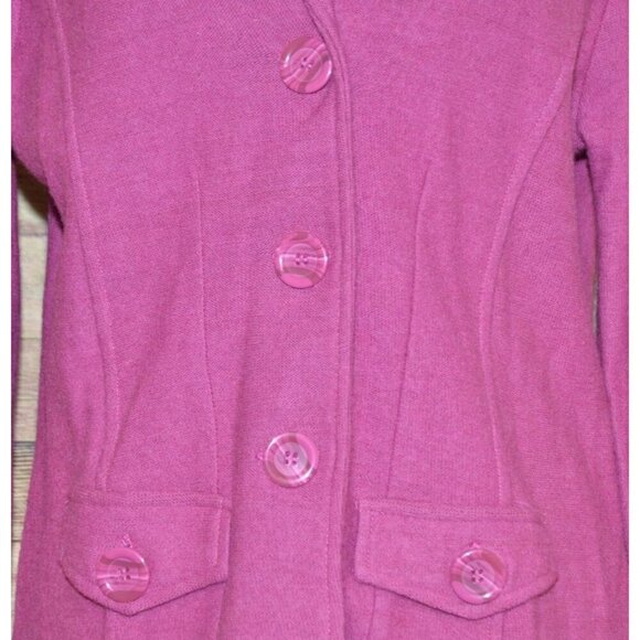 Appleseed's Ladies M Plum Purple 100% Wool Sweater Jacket Button Up Warm Career - Picture 5 of 11